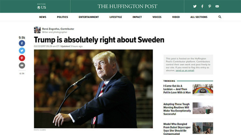 El ‘Huffington Post’ retira un artículo en el que admitía que Trump ‘tiene razón sobre Suecia’